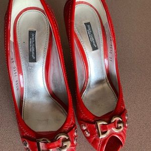 Dolce Gabbana red leather shoes